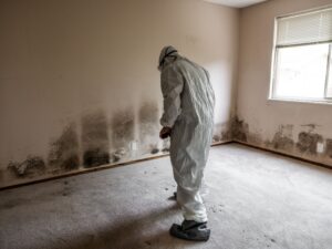 Mold inspector evaluating moisture conditions inside a Bergen County New Jersey home